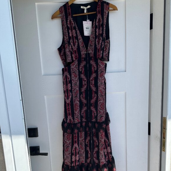 NWT AVEC LES FILLES Paisley-Print Tiered Maxi Dress Size 8 - Picture 5 of 11